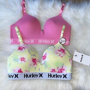 Hurley 2 Pack Wirefree No wire Push up Light Padded Bra NWT